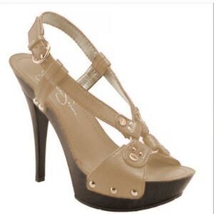 NWD JESSICA SIMPSON Gody Tan Leather Platform Sandals Size 8.5